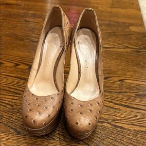 Casadei Brown Perforated Leather Heels